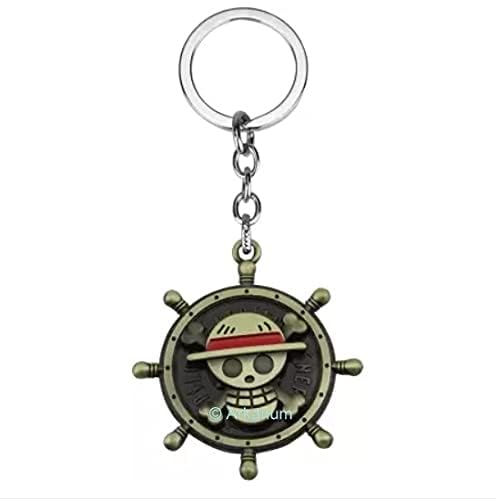 31I9+UUPhDL One Piece Anime Steering Wheel Spinner Keychain – Gold Finish Stainless Steel