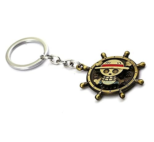 31yEIV65pPL One Piece Anime Steering Wheel Spinner Keychain – Gold Finish Stainless Steel