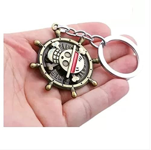 41bjbDGZOFL One Piece Anime Steering Wheel Spinner Keychain – Gold Finish Stainless Steel
