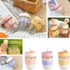 51+IAwVX6yL HoHo Glass Mug Shaker with Silicone Holster, Straw & Juice, Lid, and Smoothies,