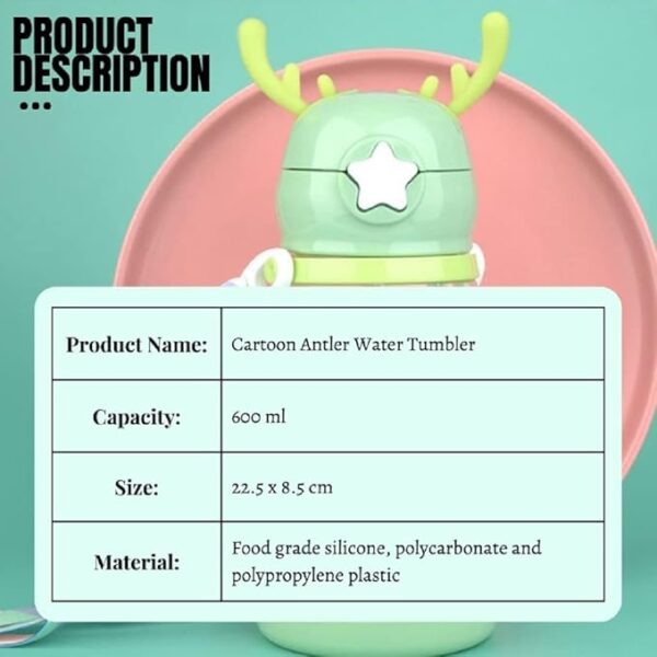 Sipper Water Bottle With Cartoon Designs for Kids and Toddlers, (BPA Free)