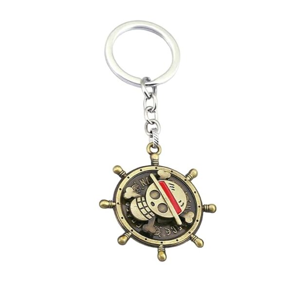 51KxwlxgTHL._SX679_ One Piece Anime Steering Wheel Spinner Keychain – Gold Finish Stainless Steel