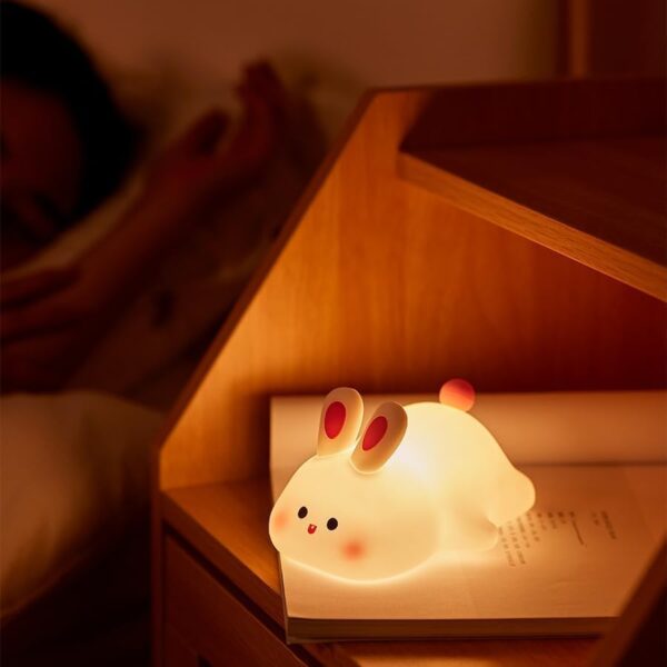 Silicone Rabbit Night Lamp | Cute Little Night Lamps For Kids | Rechargable LED Beside Lamp For Children' Bedroom