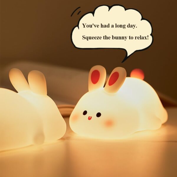Silicone Rabbit Night Lamp | Cute Little Night Lamps For Kids | Rechargable LED Beside Lamp For Children' Bedroom