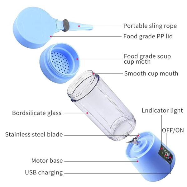 61-NSDZj9vL._SX679_ 6 Blade Electric Mini USB Bottle Juicer Blender (Portable), Rechargable Hand Juicer Maker
