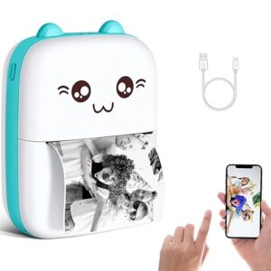 Portable Thermal Printer  Bluetooth Pocket Printer (Inkless) for Prints Picture List Memo Receipt Tags Barcode Labels Compatible with Android, iOS (Mini Pocket Printer)