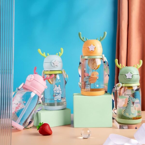 Sipper Water Bottle With Cartoon Designs for Kids and Toddlers, (BPA Free)