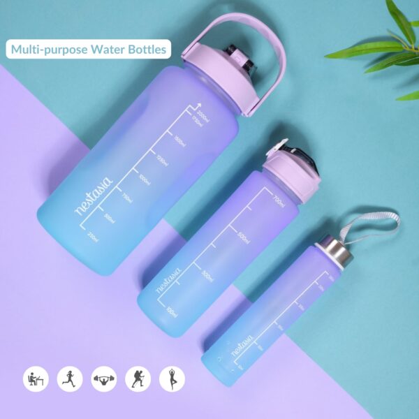 Version 1.0.0 EverySip Bottle Trio – Stylish, Motivating, Eco-Friendly | VibeHydrate Set – 2L, 700ml & 280ml BPA-Free Bottles