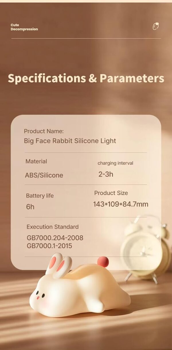 Silicone Rabbit Night Lamp | Cute Little Night Lamps For Kids | Rechargable LED Beside Lamp For Children' Bedroom