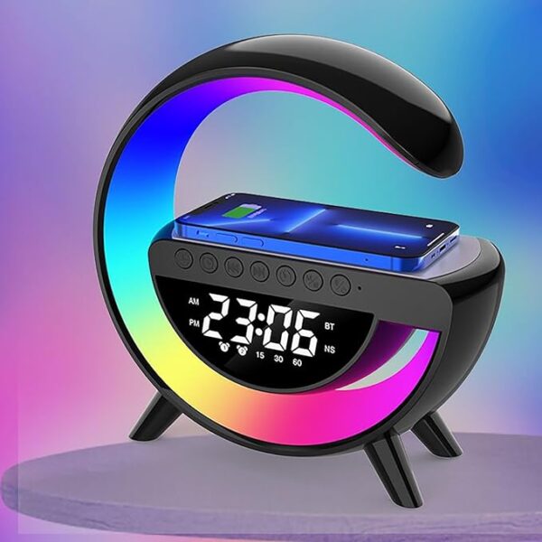 61IL+EuZjzL._SX679_ Table Lamp With Wireless Charging Alarm Clock for Bedroom Bedside Led Desk Lamp with 15W Wireless Charger, Atmosphere Lamp with Bluetooth Speaker