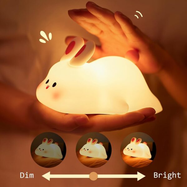 Silicone Rabbit Night Lamp | Cute Little Night Lamps For Kids | Rechargable LED Beside Lamp For Children' Bedroom