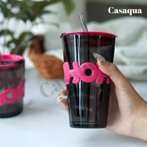 Sipper Coffee Mug With Leather Sleeve With Straw - Coffee Glass Sipper Tumbler Mug