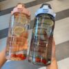 Straw Belt Transparent Motivational Water Bottles (2L Capacity) |Usage For Office/School/Gym/Travel Bottle| Fitness Sports Bottle (BPA Free)
