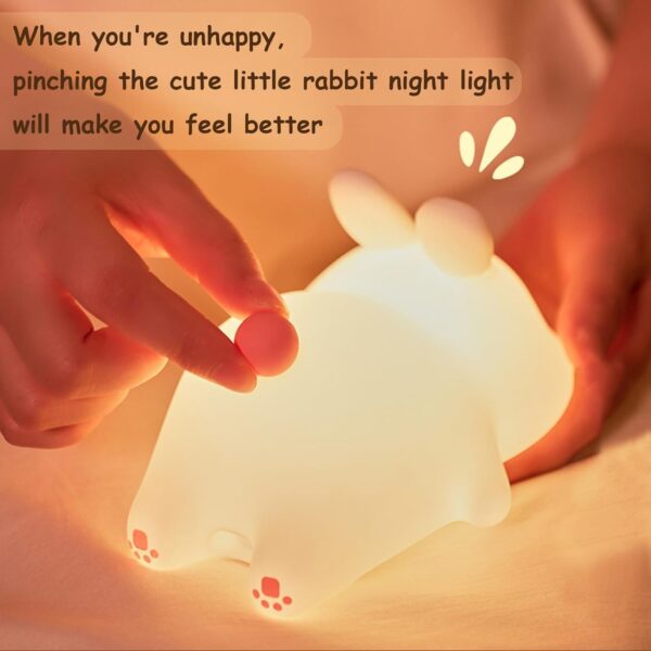 Silicone Rabbit Night Lamp | Cute Little Night Lamps For Kids | Rechargable LED Beside Lamp For Children' Bedroom