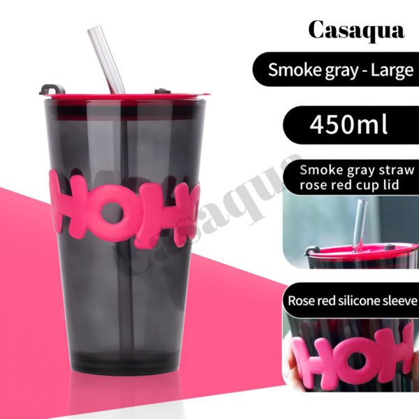 Sipper Coffee Mug With Leather Sleeve With Straw - Coffee Glass Sipper Tumbler Mug