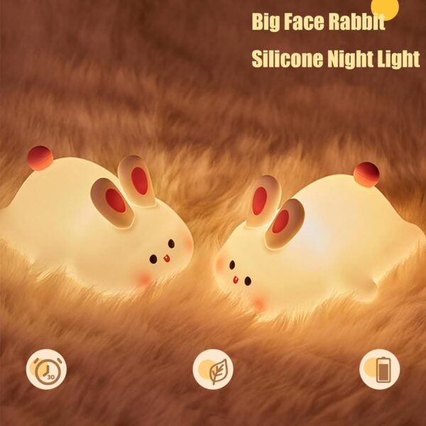 Silicone Rabbit Night Lamp | Cute Little Night Lamps For Kids | Rechargable LED Beside Lamp For Children' Bedroom