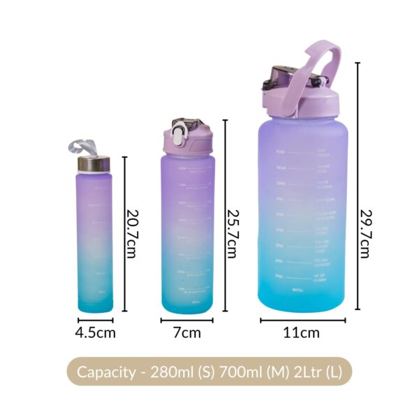 Version 1.0.0 EverySip Bottle Trio – Stylish, Motivating, Eco-Friendly | VibeHydrate Set – 2L, 700ml & 280ml BPA-Free Bottles