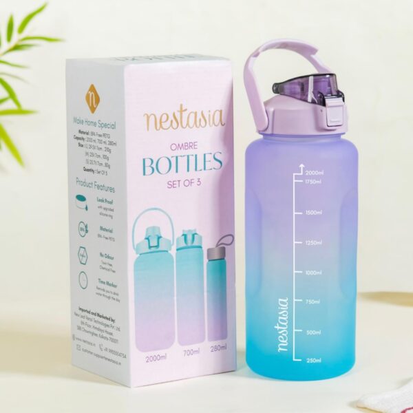 Version 1.0.0 EverySip Bottle Trio – Stylish, Motivating, Eco-Friendly | VibeHydrate Set – 2L, 700ml & 280ml BPA-Free Bottles