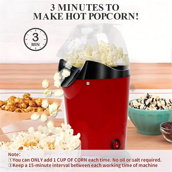 Hot Air Popcorn Popper Maker Hot Air Popcorn Popper Maker – Oil Free,16-Cup Capacity, Electric Popcorn Machine with Butter Melter & Measuring Cup, Fast Popping