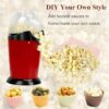 Hot Air Popcorn Popper Maker – Oil Free,16-Cup Capacity, Electric Popcorn Machine with Butter Melter & Measuring Cup, Fast Popping
