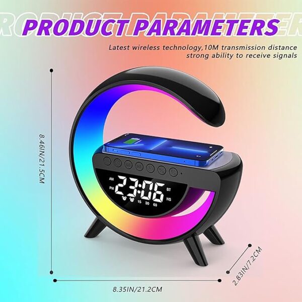 71dMr8TvmyL._SX679_ Table Lamp With Wireless Charging Alarm Clock for Bedroom Bedside Led Desk Lamp with 15W Wireless Charger, Atmosphere Lamp with Bluetooth Speaker