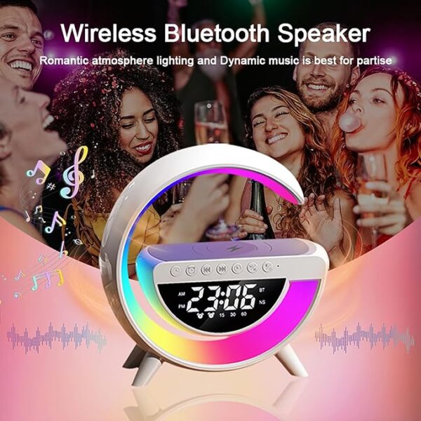 71kWtyytm2L._SX679_ Table Lamp With Wireless Charging Alarm Clock for Bedroom Bedside Led Desk Lamp with 15W Wireless Charger, Atmosphere Lamp with Bluetooth Speaker