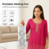 Table Fan (Double Spray), Cold Air Fan 1800mAh, 3 Gears USB Rechargeable Oscillating Cooler fan with LED Light, Touch & Remote Control, Ice Filling Water Tank 280ml for Home Kitchen