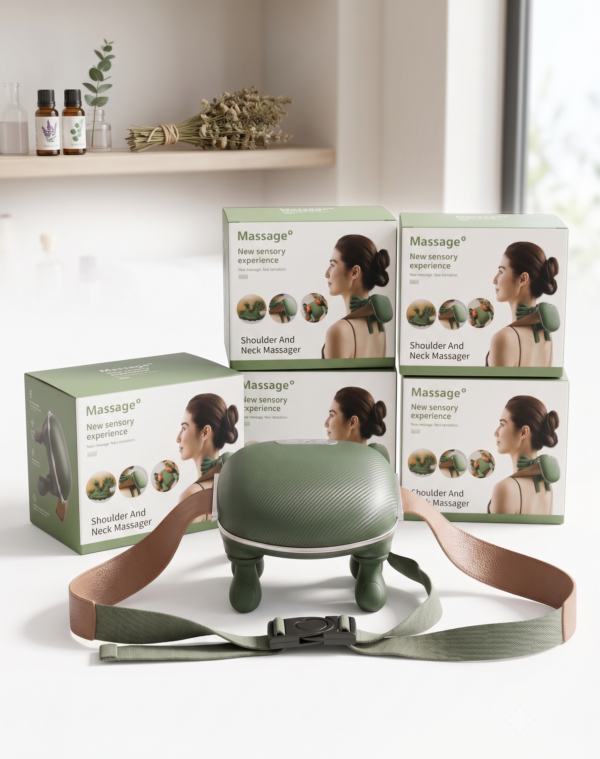 Heated Neck Massager, Wireless  Neck & Shoulder Back Massager, Electric 4D Deep Tissue Kneading with Heat, Cordless Portable for Pain Relief & Muscle Relax, Home & Office
